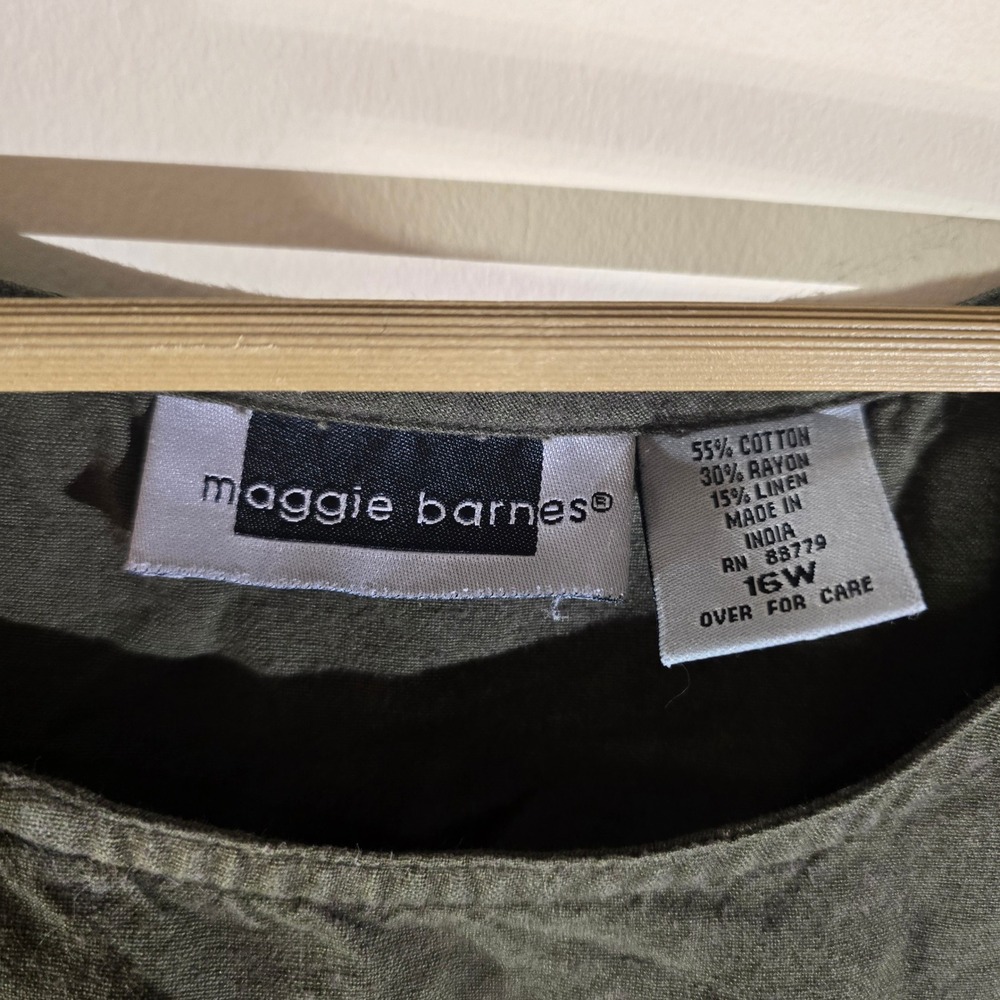 Maggie Barnes Womens Sleeveless Embroidered Dress Size 16W Green Poodle Shopping - Picture 3 of 4